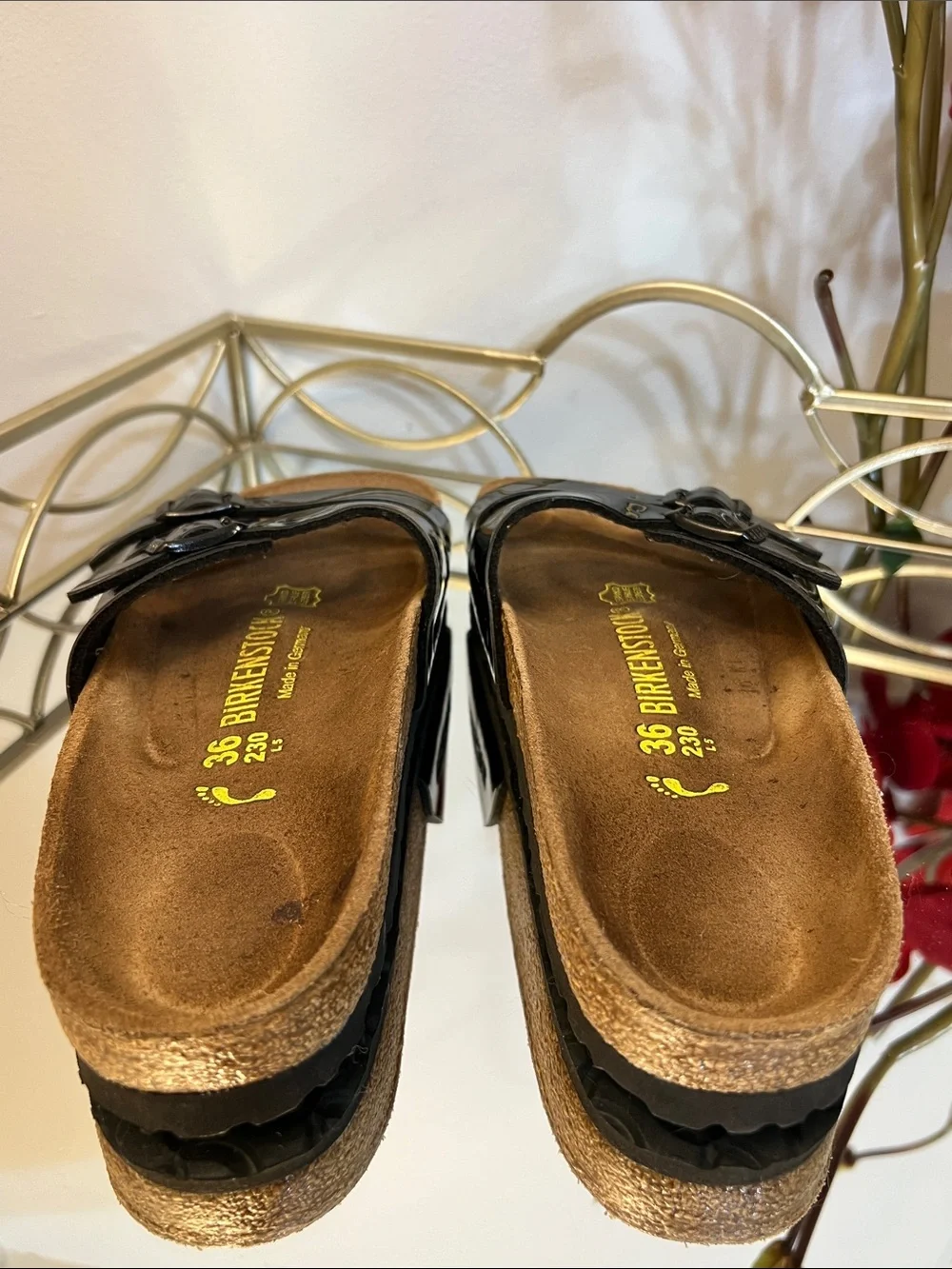 Birkenstock Ibiza Black Patent Leather Dual-Buckle Sandals Size 36